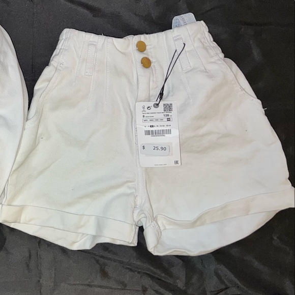 Zara white denim crop jacket and shorts - Picture 2 of 2